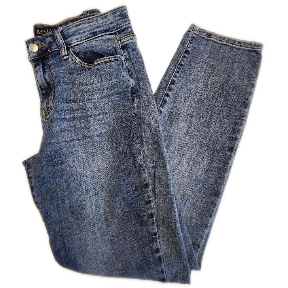 Judy Blue JB82180MD-CO Medium Blue Slim Fit High Rise Denim Jeans, 9/29